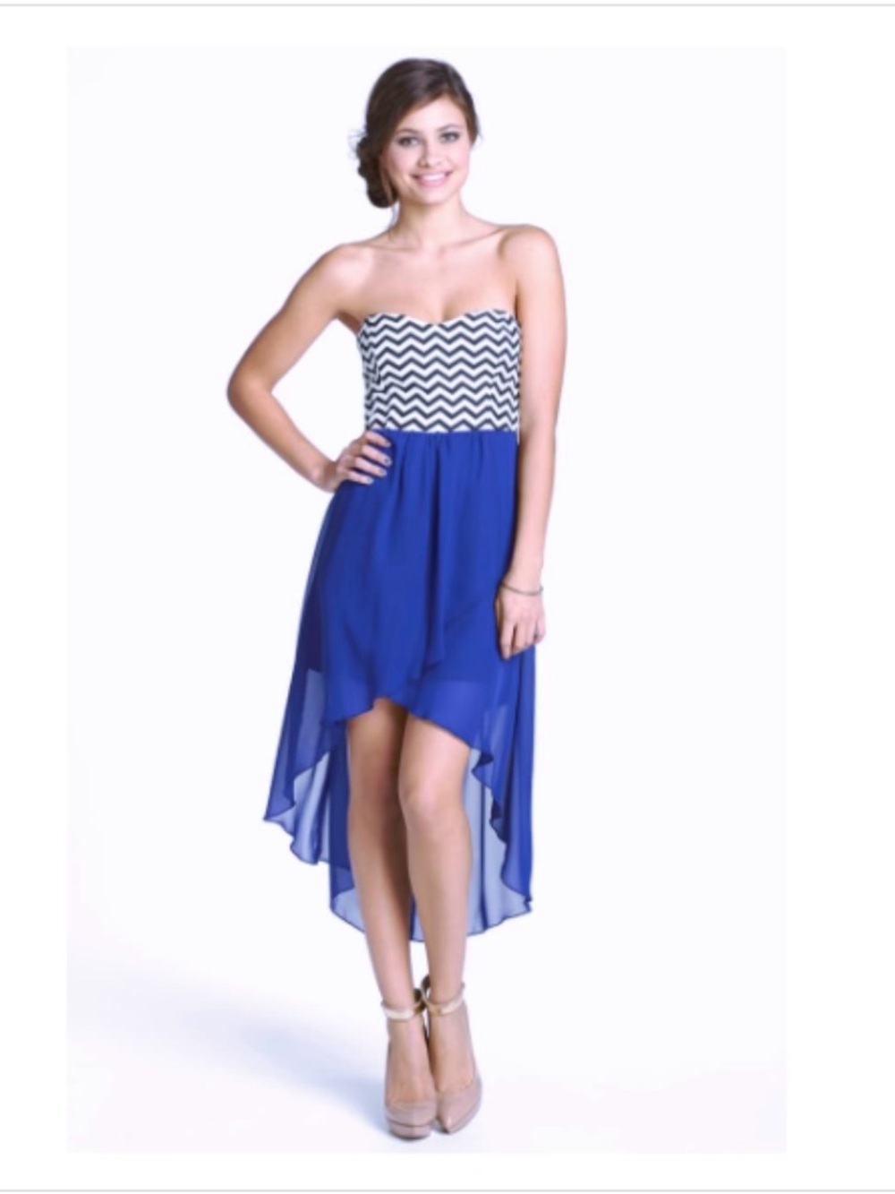 Trixxi Chevron Bodice High/Low Juniors Dress